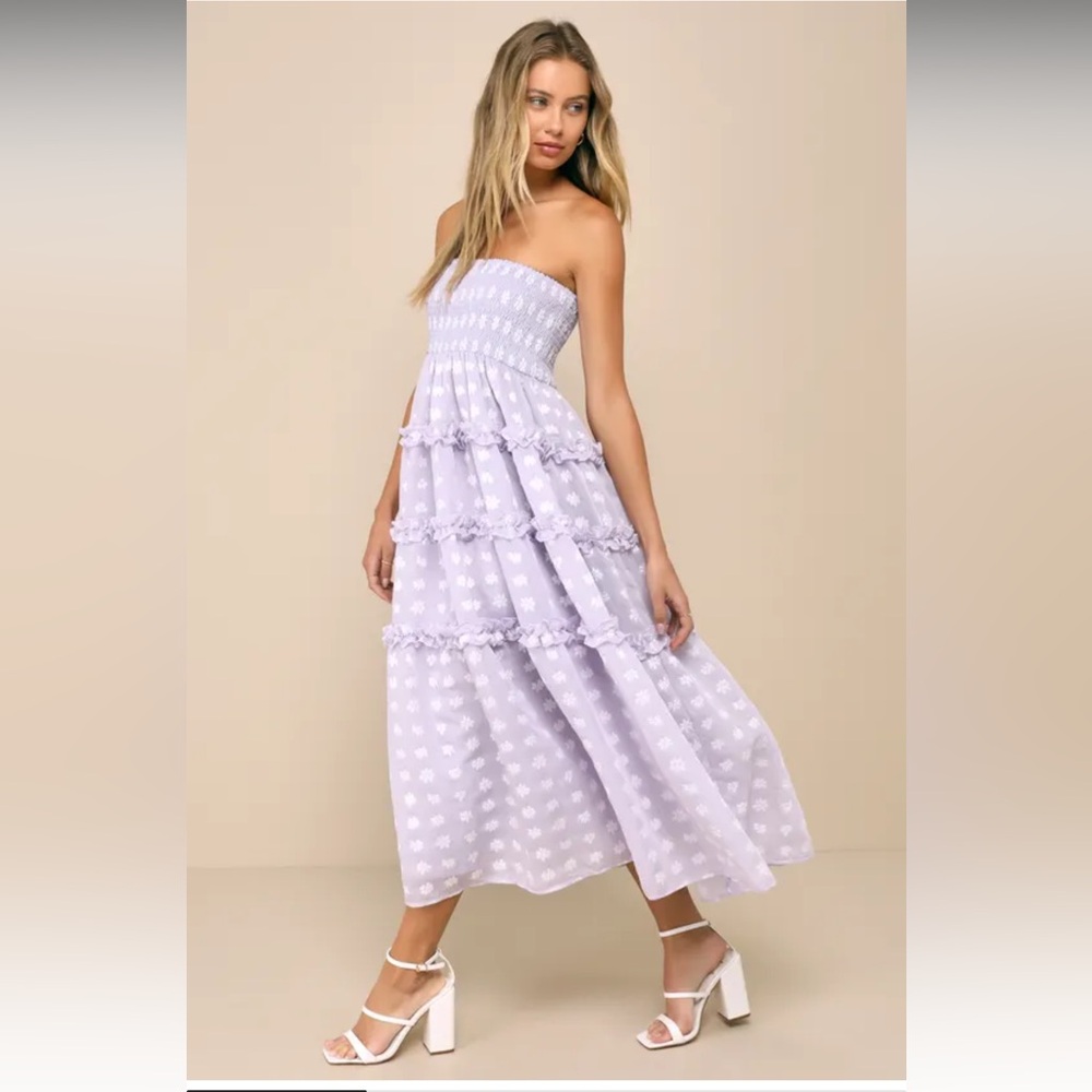 Lulus Floral Strapless Dress 💜